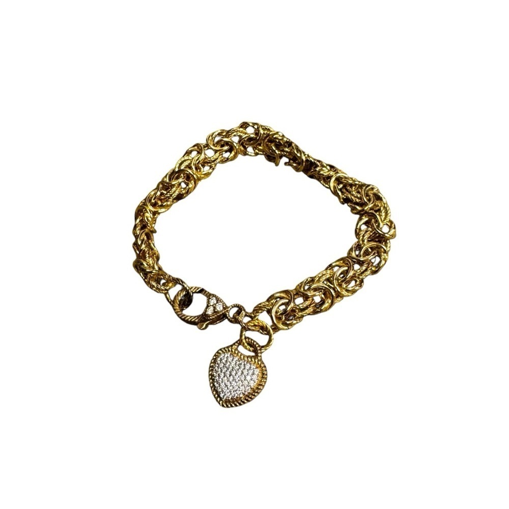 Judith Ripka Sterling 925 Silver Gold Overlay CZ Heart Byzantine
Bracelet